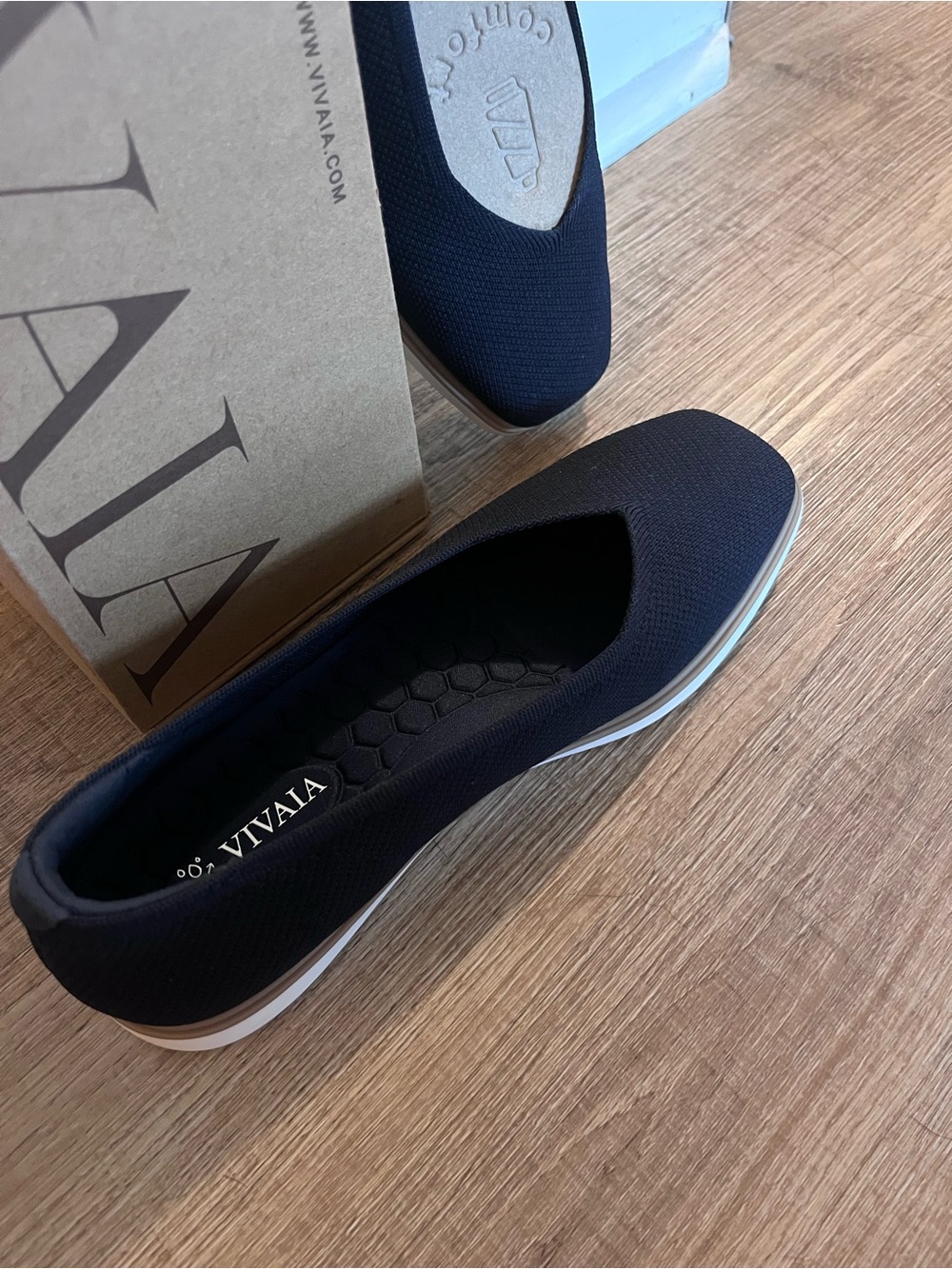 VIVAIA Mabel Navy Blue Square Toe Ballet Flats - NWT - Picture 4 of 13